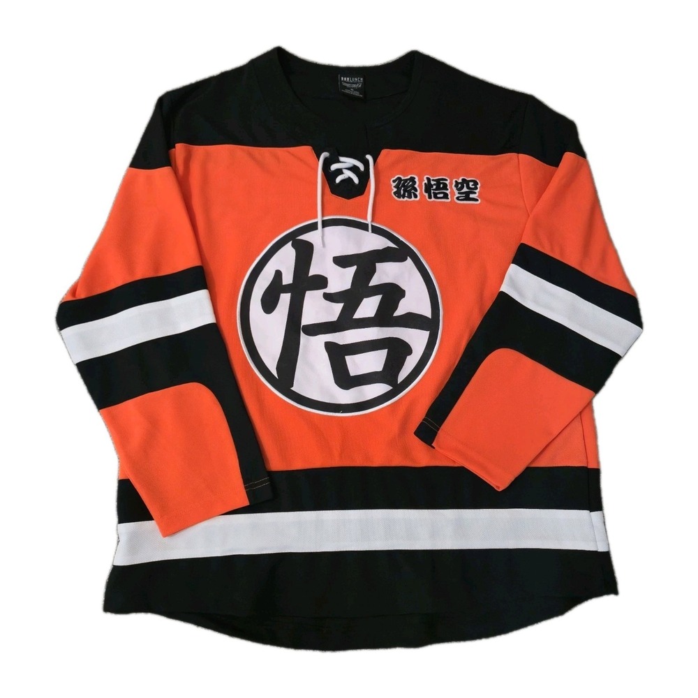 Box Lunch Dragon Ball Z Son Goku #59 Hockey Jersey Size XL Anime Orange
